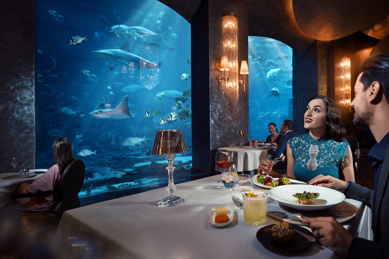 The unique fine dining restaurant Ossiano Dubai was inspired by the water.