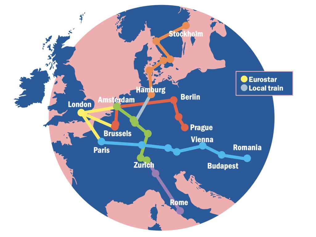 Sleeper trains in europe route map